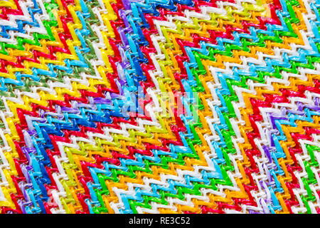 Abstract multicolored zig zag material background Stock Photo