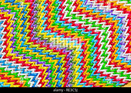 Abstract multicolored zig zag material background Stock Photo
