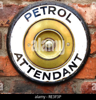 Old Garage Petrol attendant's bell (bell-push) from a former UK filling station Stock Photo