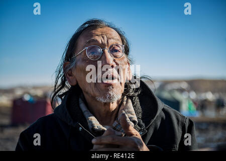 Standing Rock, United States. 20th Feb, 2017. During the indigenous people march in Washington DC, a native American elder, Nate Phillips, a member of the Omaha Nation and a Vietnam Vet, was openly mocked by a group of teens from Covington Catholic High School., a private, all-male high school in Park Hills, Kentucky. Credit: Michael Nigro/Pacific Press/Alamy Live News Stock Photo