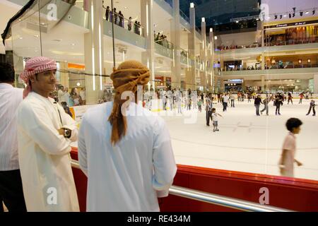 Ice rink at the Dubai Mall, Dubai, United Arab Emirates, Middle East Stock Photo