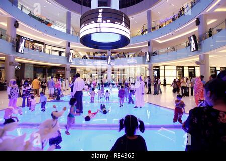 Light show, inserted into ground, in the Dubai Mall, Dubai, United Arab Emirates, Middle East Stock Photo