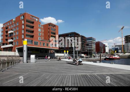 Hafencity district, new, modern district on the Elbe river, in the old docks area, Hamburg Stock Photo
