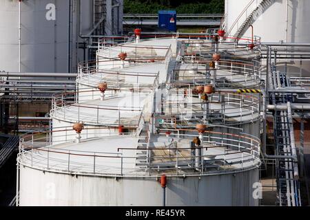 Tank and terminal facilities of Deutsche BP AG, storage tanks for various petroleum products, port of Gelsenkirchen Stock Photo