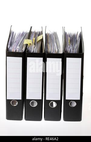 Black ring binders, blank labels Stock Photo