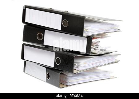 Black ring binders, blank labels Stock Photo