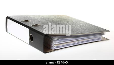 Black ring binders, blank labels Stock Photo