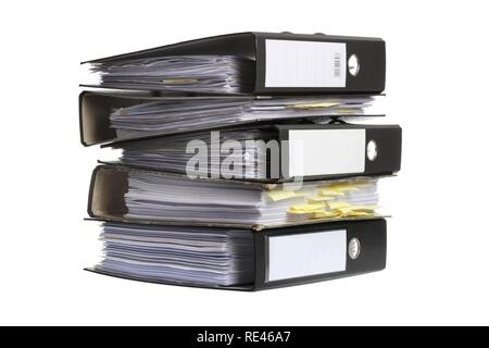 Black ring binders, blank labels Stock Photo