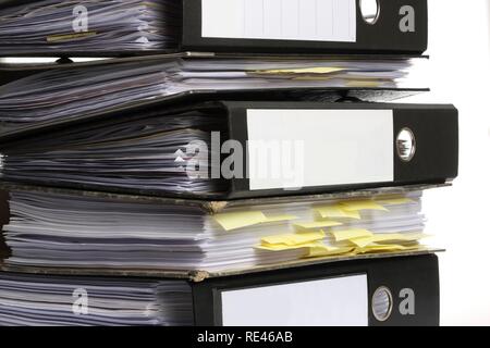 Black ring binders, blank labels Stock Photo