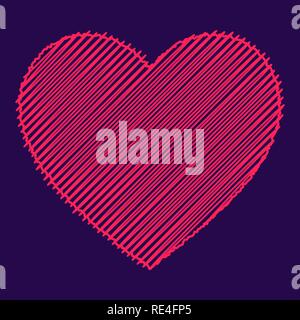 Scribbled pink heart, love icon. Isolated vector illustration. Stock Vector