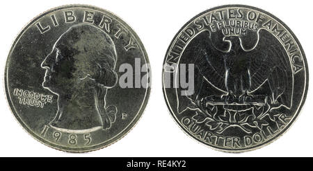 United States Coin. Quarter Dollar 1985 P. Stock Photo