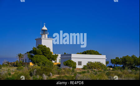 Faro de Santa Pola lighthouse in Alicante at Costa blanca of Spain Stock Photo