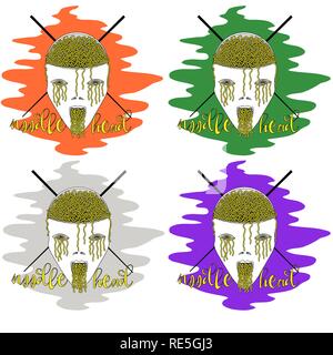 noodle head logo for cafe or noodle on different backgrounds Stock Vector