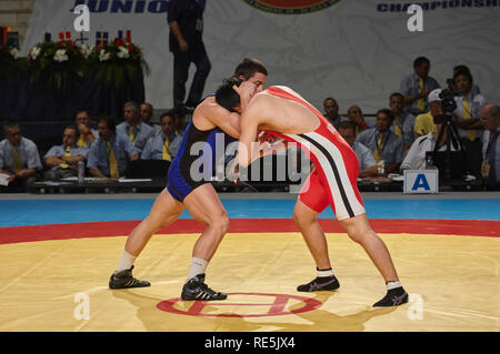 Bucharest, Romania - July 27, 2011: Greco-Roman Wrestlers Fight To Win ...