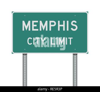 Vector illustration of the Memphis City Limit green road sign Stock Vector