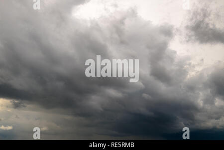 Background of dark storm clouds before a thunder-storm. Nature background Stock Photo