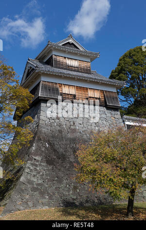 Kumamoto, Japan - November 14, 2018: Hitsuji-Saru turret in Kumamoto castle after the earthquake in autumn Stock Photo