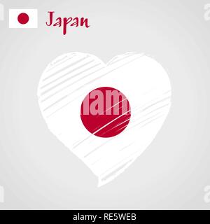 Vector flag heart of Japan. Circle of the sun. Land of the Rising Sun. Stock Vector