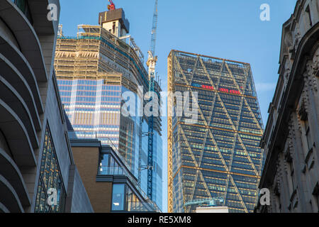 22 Bishopsgate (under construction) & The Leadenhall Building in London, England. Stock Photo