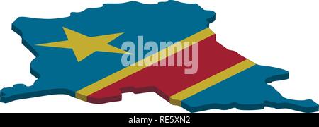 3d map of Democratic Republic of the Congo. Silhouette of Democratic ...