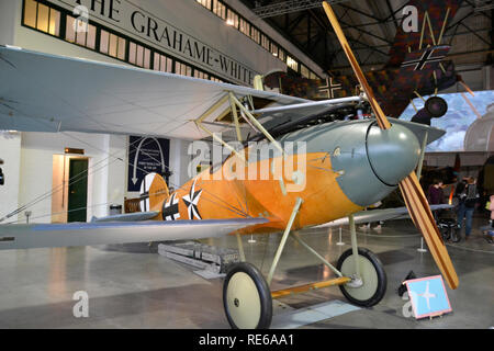 Alabatros D. Va Replica WWI Military Aircraft on display at the RAF Museum, London, UK Stock Photo