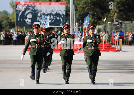 Vientiane, Laos. 20th Jan, 2019. Soldiers participate in a military ...