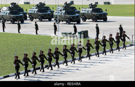 Vientiane, Laos. 20th Jan, 2019. Soldiers participate in a military ...