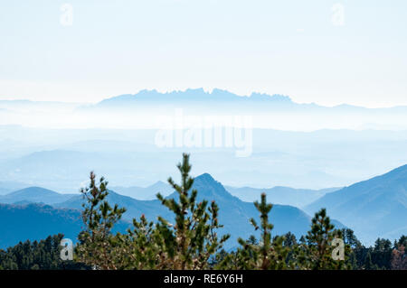 view of montserrat mountain from Coll de Pal, catalonia, Spain Stock Photo