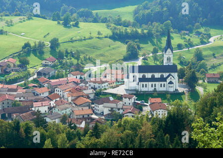 Dreznica Church of Sacred Heart, Kobarid, Primorska, Slovenia Stock Photo