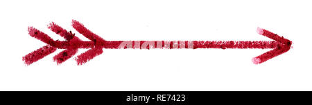 Lines drawn in a red cosmetic pencil on white cardboard Stock Photo