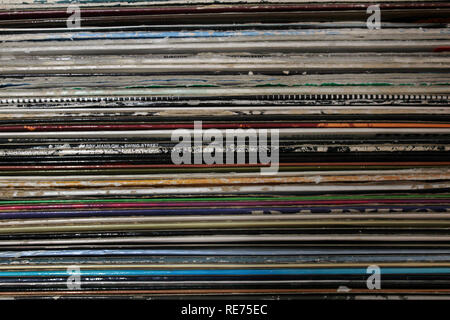 Old vintage vinyl record sleeves, close-up Stock Photo