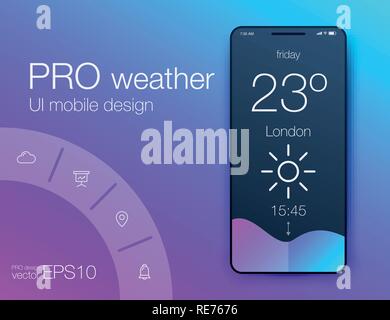 Weather Forecast App Ux Ui Design. Stock vector Stock Vector