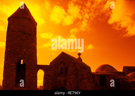 The Ermite small monastery at the top of Mount Alvernia on Cat island, over 63 meters, Bahamas. Mt. Alvernia Hermitage and Father Jerome's tomb atop C Stock Photo