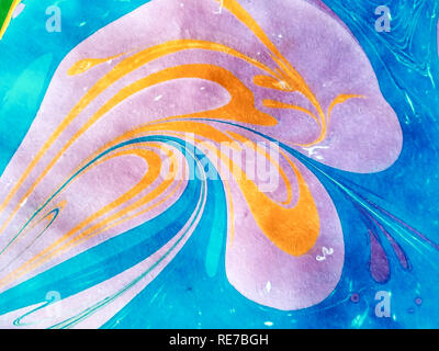 Abstract patterns made in the technique of Ebru.Texture or background. Stock Photo