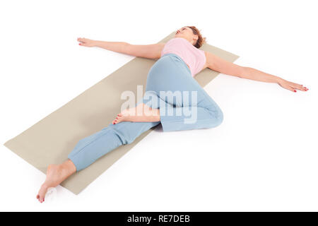 Supta Matsyendrasana Yoga Pose Reclined Spinal Stock Photo 1442976236 |  Shutterstock