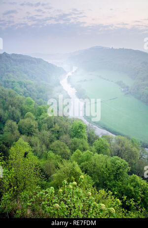 View from Yat Rock Symonds Yat and the Wye Valley in spring, Ross-on-Wye Forest of Dean Gloucestershire, England
