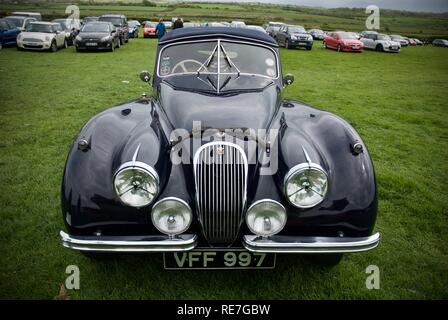 Jaguar XK120 convertible roadster at the Anglesey Vintage Rally, Anglesey, North Wales, UK, May 2015 Stock Photo