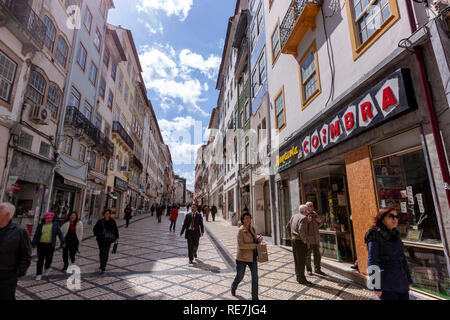 Pedestrian street of Rua Visconde da Luz in Coimbra, Portugal Stock Photo