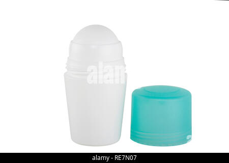 White bottle with Body antiperspirant deodorant roll-on isolated on white background Stock Photo