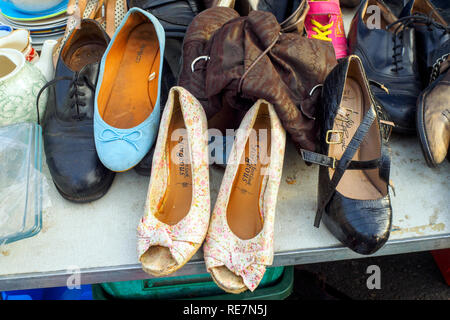 Second hand shoes fo sale in Deptford flea market - South East  London, England Stock Photo