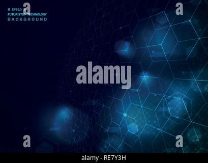 Abstract blue technology geometric background with effect, vector eps10 Stock Vector