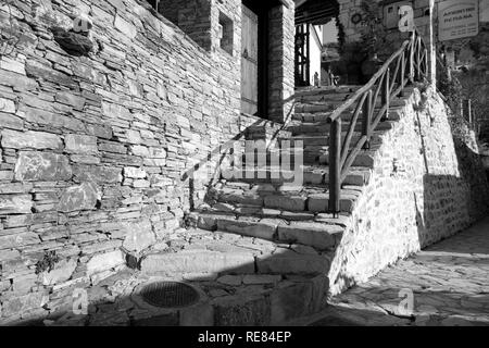 In the alley, Makrinitsa Pelion Greece Stock Photo