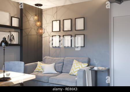 3d illustration of interior design concept for home office  Stock Photo