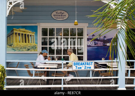 BAHAMAS, Grand Bahama Island, Lucaya: Port Lucaya Marketplace, Cally's Restaurant. Count Basie Square, colonial colorful wooden houses. Stock Photo