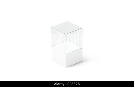 Glass cube box on white stand for exhibit Stock Vector by ©klyaksun  448858822