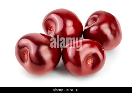 Sweet red cherries isolated on white background macro Stock Photo
