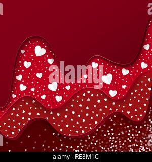 Valentine's day background with layers and hearts. Holiday decoration element. Vector illustration Stock Vector