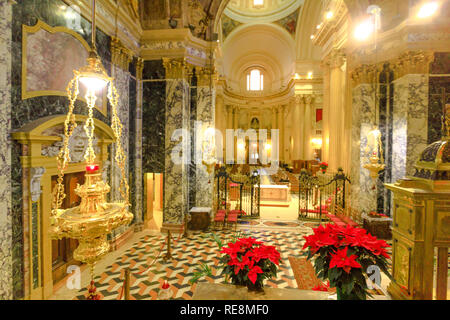 Bologna, Italy - January 12, 2018: altar inside Sanctuary of Madonna of San Luca, a basilica dedicated to Marian Catholic cult. Famous pilgrimage destination in Bologna, Emilia-Romagna, Europe. Stock Photo