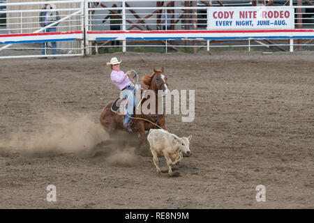 CODY, WYOMING - JUNE 29, 2018: Cody Stampede Park arena. Cody is the Rodeo Capitol of the World. 2018 marks 80th anniversary of nightly performances. Stock Photo