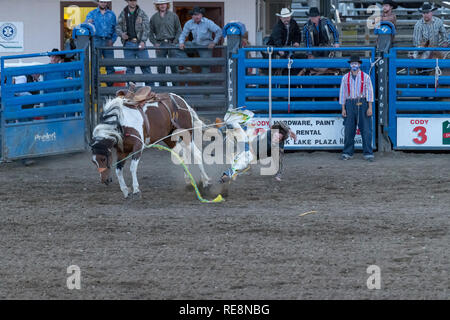 CODY, WYOMING - JUNE 29, 2018: Cody Stampede Park arena. Cody is the Rodeo Capitol of the World. 2018 marks 80th anniversary of nightly performances. Stock Photo